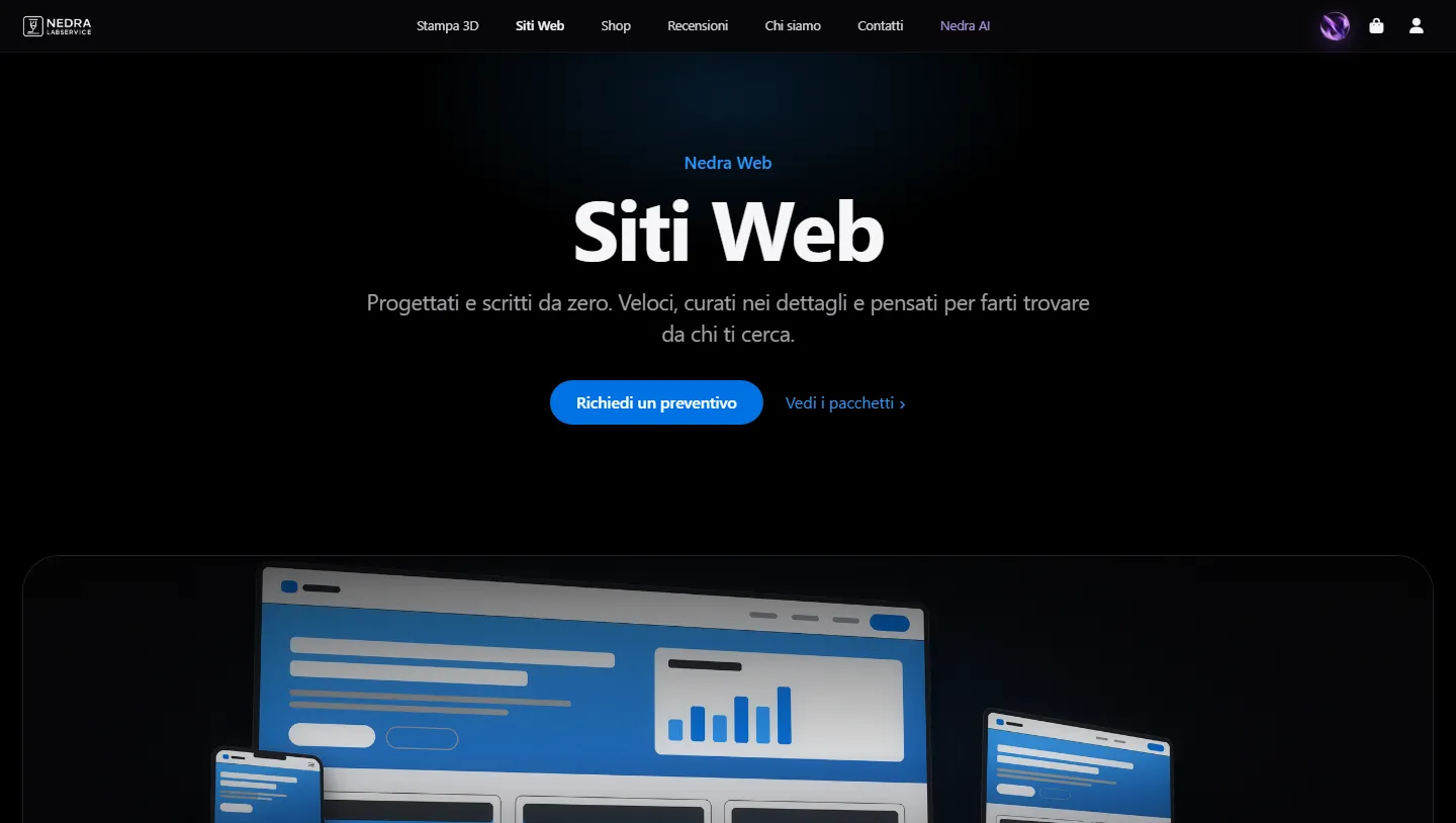 La pagina Siti Web su desktop, 1440 px