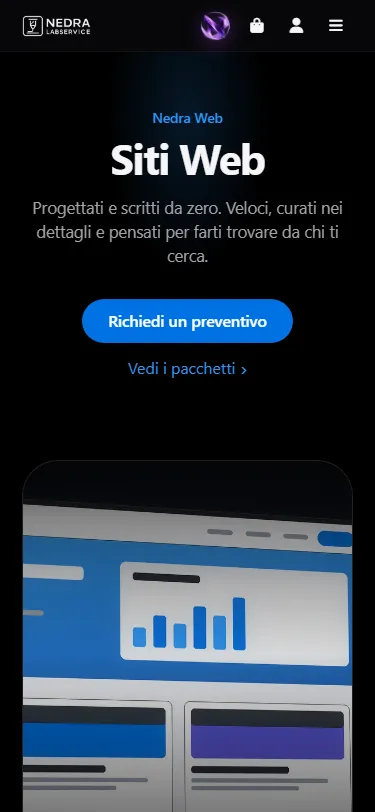 La stessa pagina su smartphone, 375 px